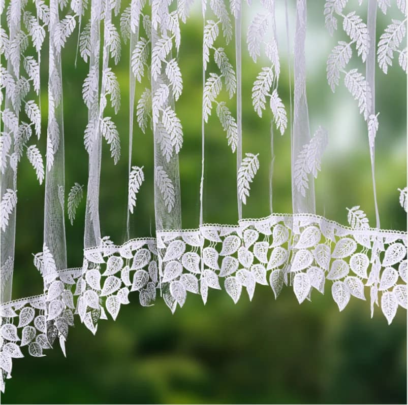 Detale i struktura materiału - Firana markizeta w łuk z gipiurą – Biel 500x160 cm