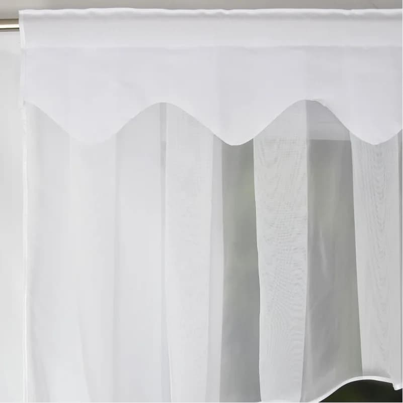 Detale i struktura materiału - Firana woalowa w łuk z zazdroskami – Biel 200x80 cm