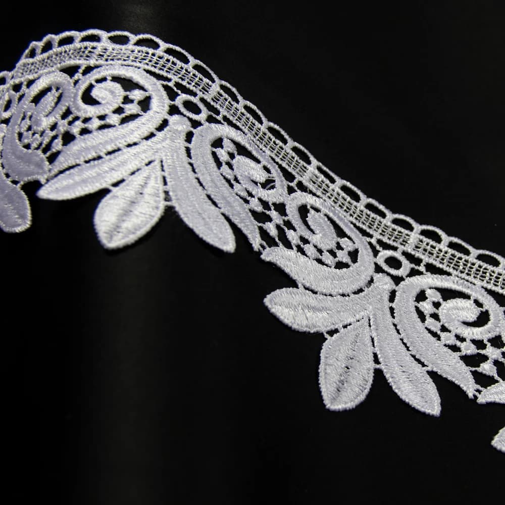 Detale i struktura materiału - Gipiura na metry koronka ornament – Biała 8 cm