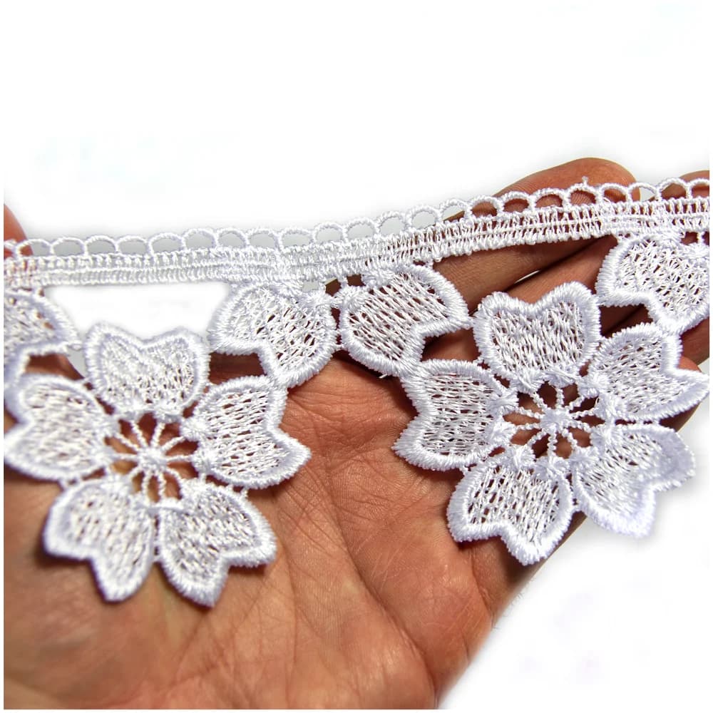 Gipiura na metry koronka ornament – Biel 8 cm - Firana / Zasłona, sklep Firanka24