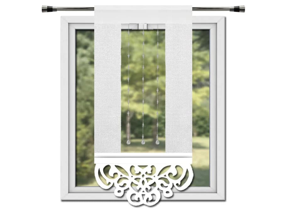 Panel dekoracyjny ażurowy z kryształkami – Śnieżna biel 60x150 cm - Firana / Zasłona, sklep Firanka24