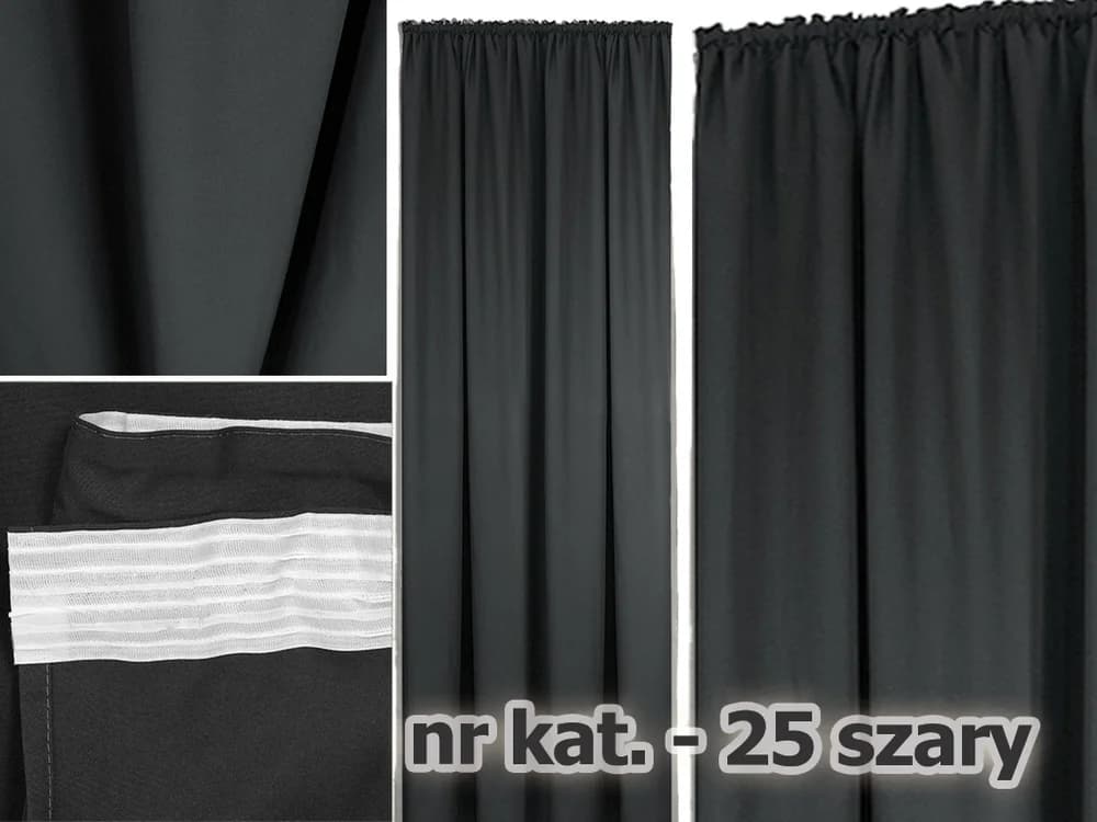 Detale i struktura materiału - Zasłona matowa na taśmie – Ciemny szary 145x250 cm