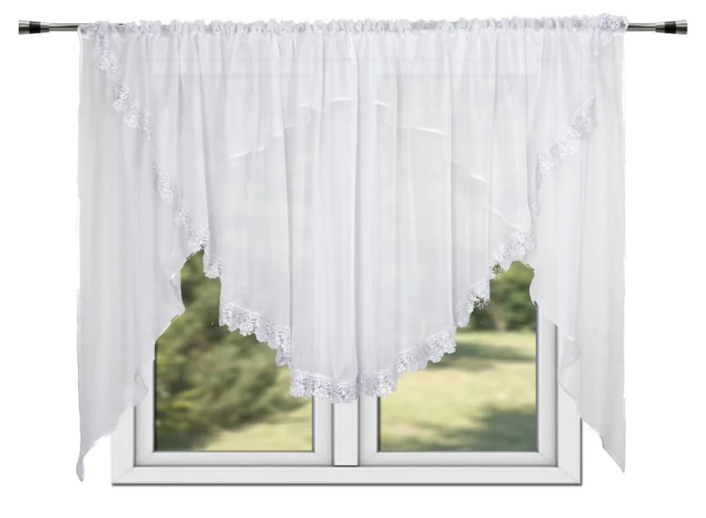Firana woalowa w łuk z gipiurą – Biała 400x150 cm - Firana / Zasłona, sklep Firanka24
