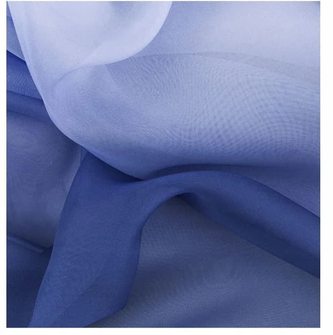 Detale i struktura materiału - Firana woalowa cieniowana ombre – Biało-granatowa 145x250 cm
