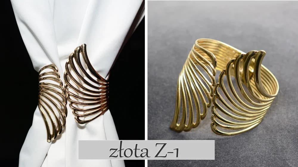 Detale i struktura materiału - Klamra do zasłon i firan na sprężynie – Złota