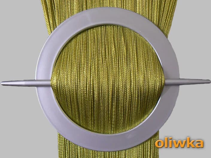 Detale i struktura materiału - Firana sznurkowa Makarony gładkie – Oliwkowa zieleń