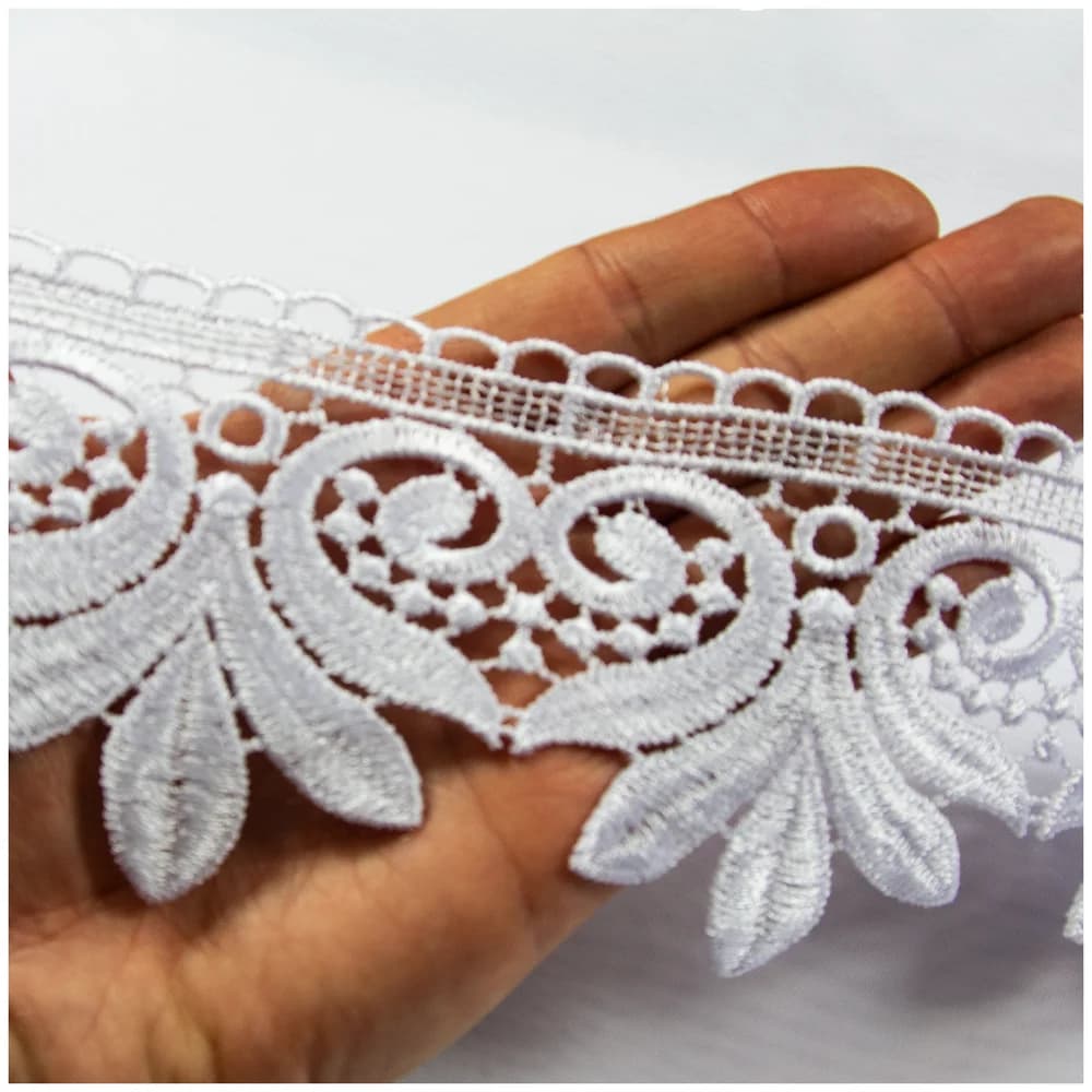 Gipiura na metry koronka ornament – Biała 8 cm - Firana / Zasłona, sklep Firanka24