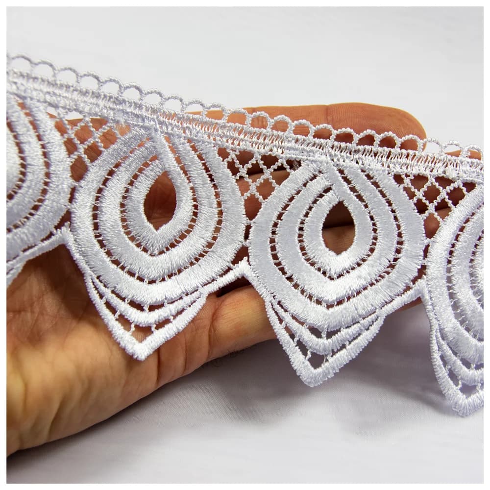 Gipiura na metry ornamentowa koronka – Biel 8 cm - Firana / Zasłona, sklep Firanka24