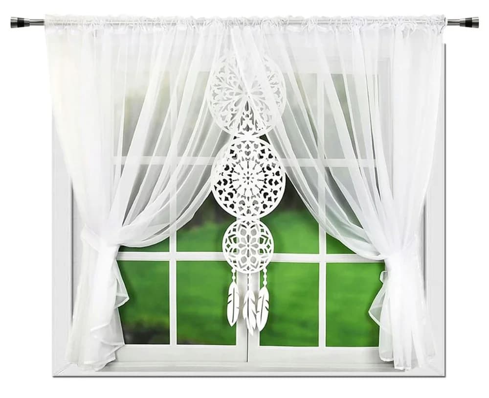 Firana woalowa z panelem ażurowym Łapacz Snów – Biel 400x150 cm - Firana / Zasłona, sklep Firanka24