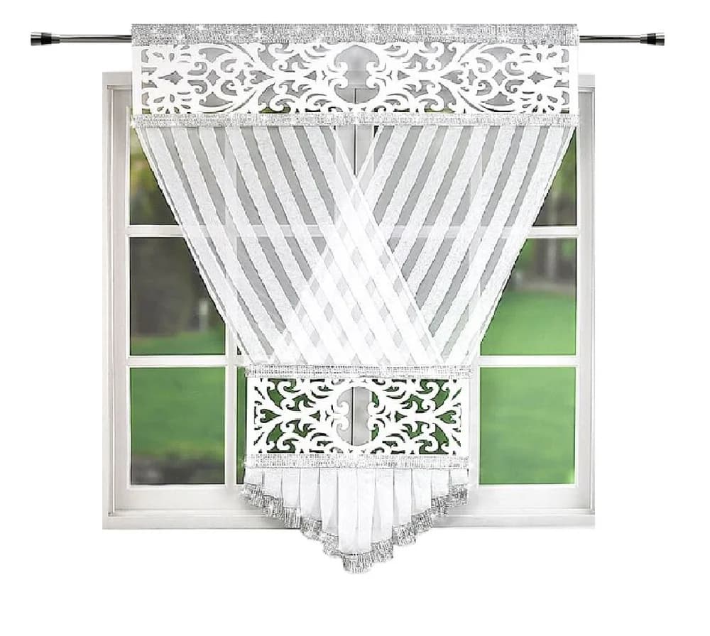 Panel dekoracyjny V z ażurem i cyrkoniami – Śnieżna biel 120x160 cm - Firana / Zasłona, sklep Firanka24