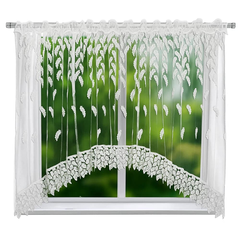 Firana markizeta w łuk z gipiurą – Biel 500x160 cm - Firana / Zasłona, sklep Firanka24