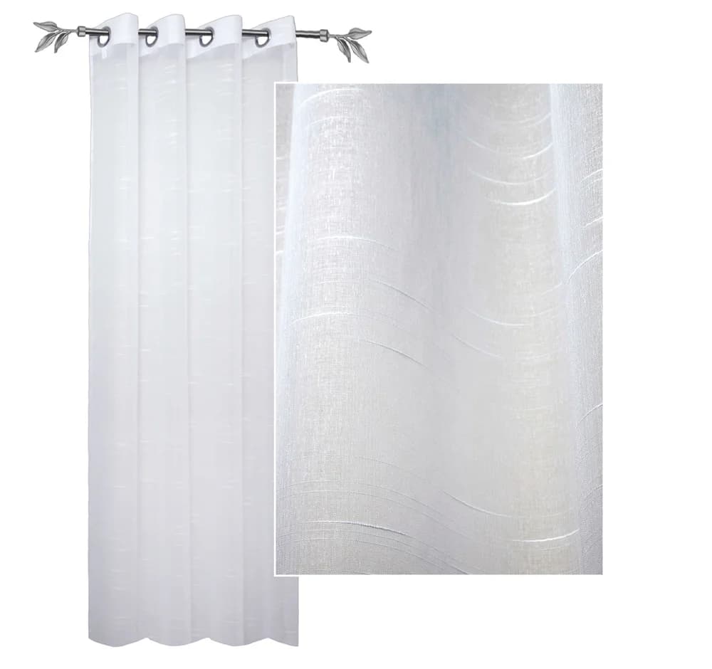 Firana woalowa strukturyzowana na przelotkach – Biała 140x250 cm - Firana / Zasłona, sklep Firanka24