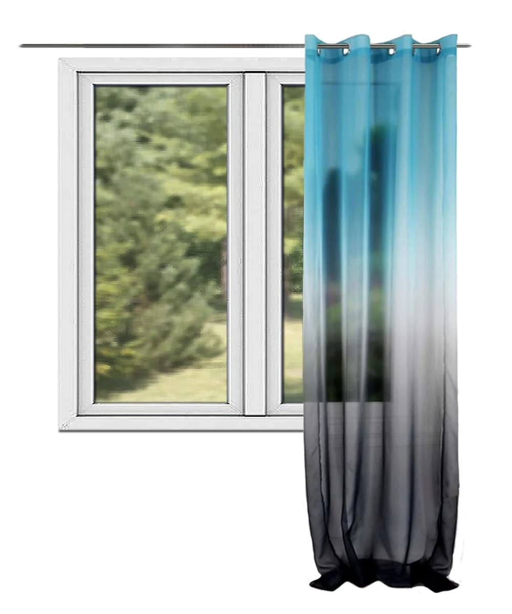 Firana woalowa cieniowana ombre – Niebiesko-czarna 145x250 cm - Firana / Zasłona, sklep Firanka24