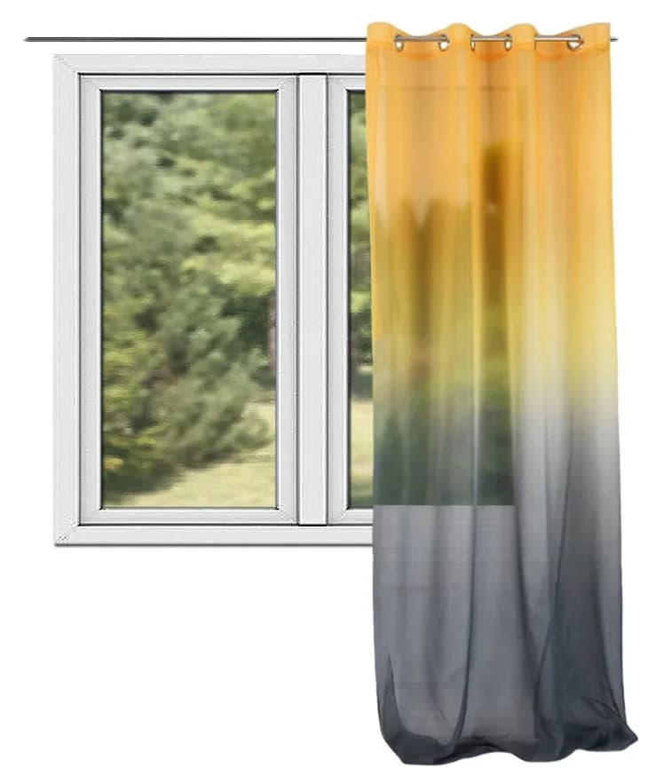 Firana woalowa cieniowana ombre – Żółto-szara 145x250 cm - Firana / Zasłona, sklep Firanka24