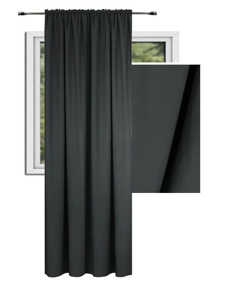 Zasłona matowa na taśmie – Ciemny szary 145x250 cm - Firana / Zasłona, sklep Firanka24