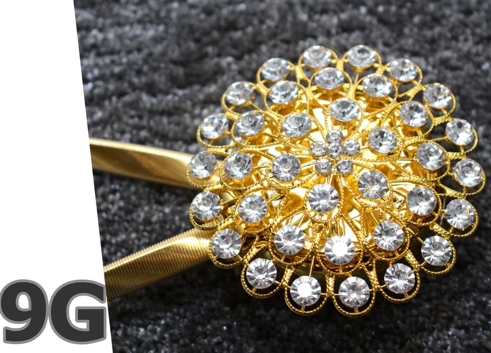 Detale i struktura materiału - Klamra magnetyczna do firan z kryształkami 9G – Złota