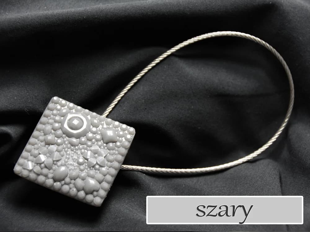 Detale i struktura materiału - Spinka magnetyczna z cyrkoniami do firan – Szara