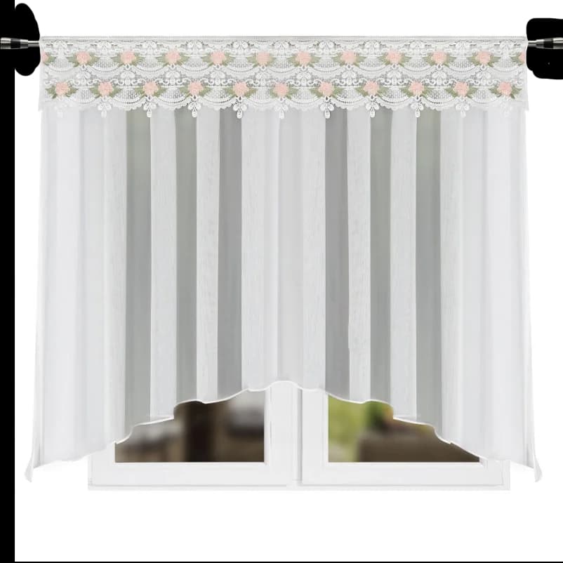 Firana woalowa w łuk z gipiurą – Biel 200x160 cm - Firana / Zasłona, sklep Firanka24