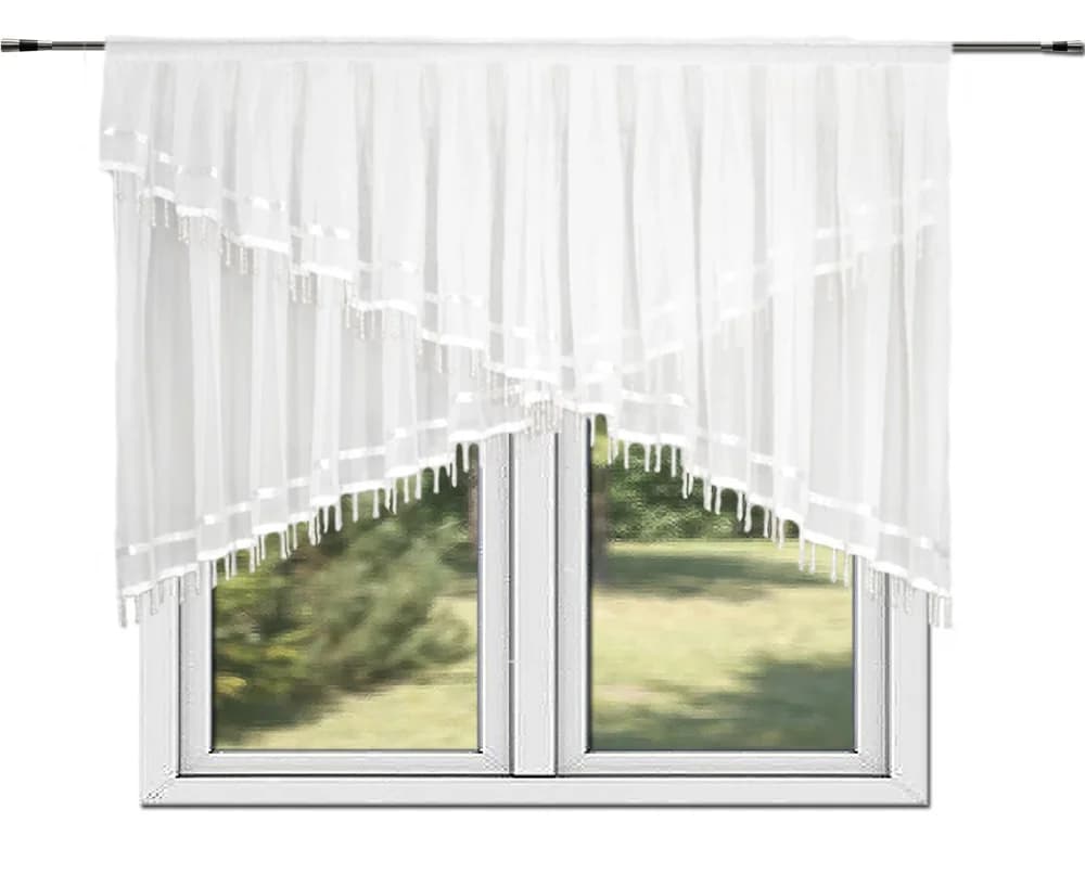 Firana woalowa dwuwarstwowa z koralikami – Biel 200x130 cm - Firana / Zasłona, sklep Firanka24