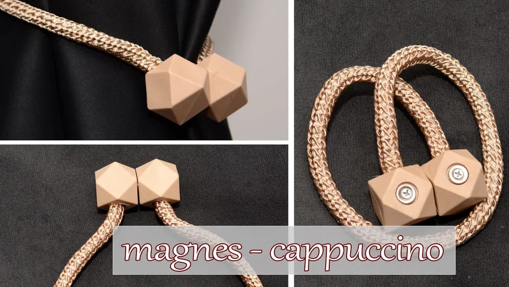 Detale i struktura materiału - Spinka magnetyczna do firan ze sznurem Kostka – Cappuccino